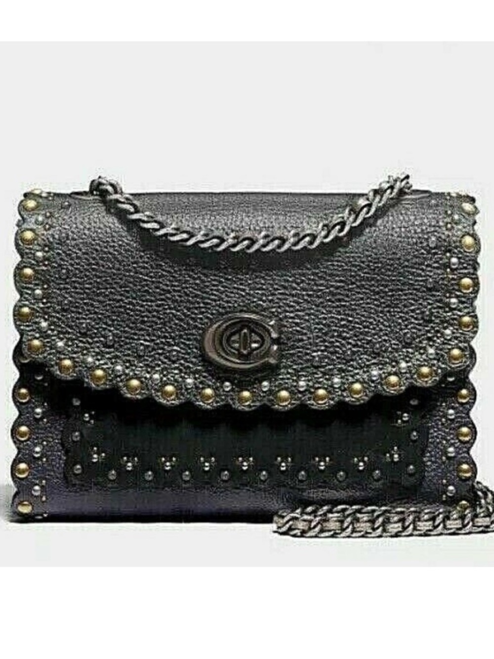 Coach Parker 18 Scallop Rivets Metallic Leather 76110